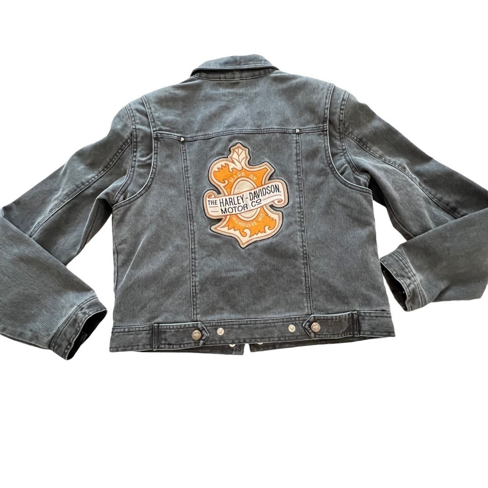 Harley Davidson Snap Front Cropped Moto Jacket with Made in Milwaukee P… - Picture 10 of 16